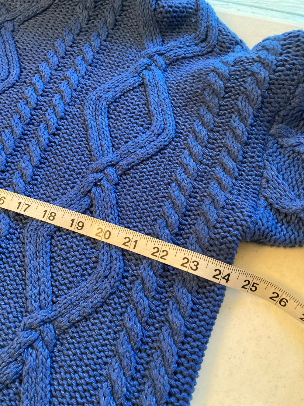 Princess Polly Cable Knit Crewneck Oversized Sweater - Royal Blue - Picture 5 of 6